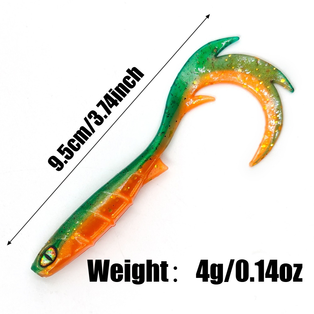 Wavy Fishy UV Glow Curly Tail Soft Plastic Worm Lure(10pcs) — High-Vibration Swim ...