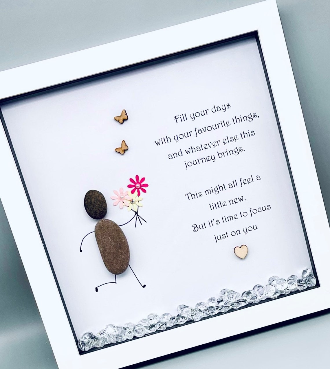 š„Christmas Sale 49% OFFšGood luck present, pebble art picture framed poem