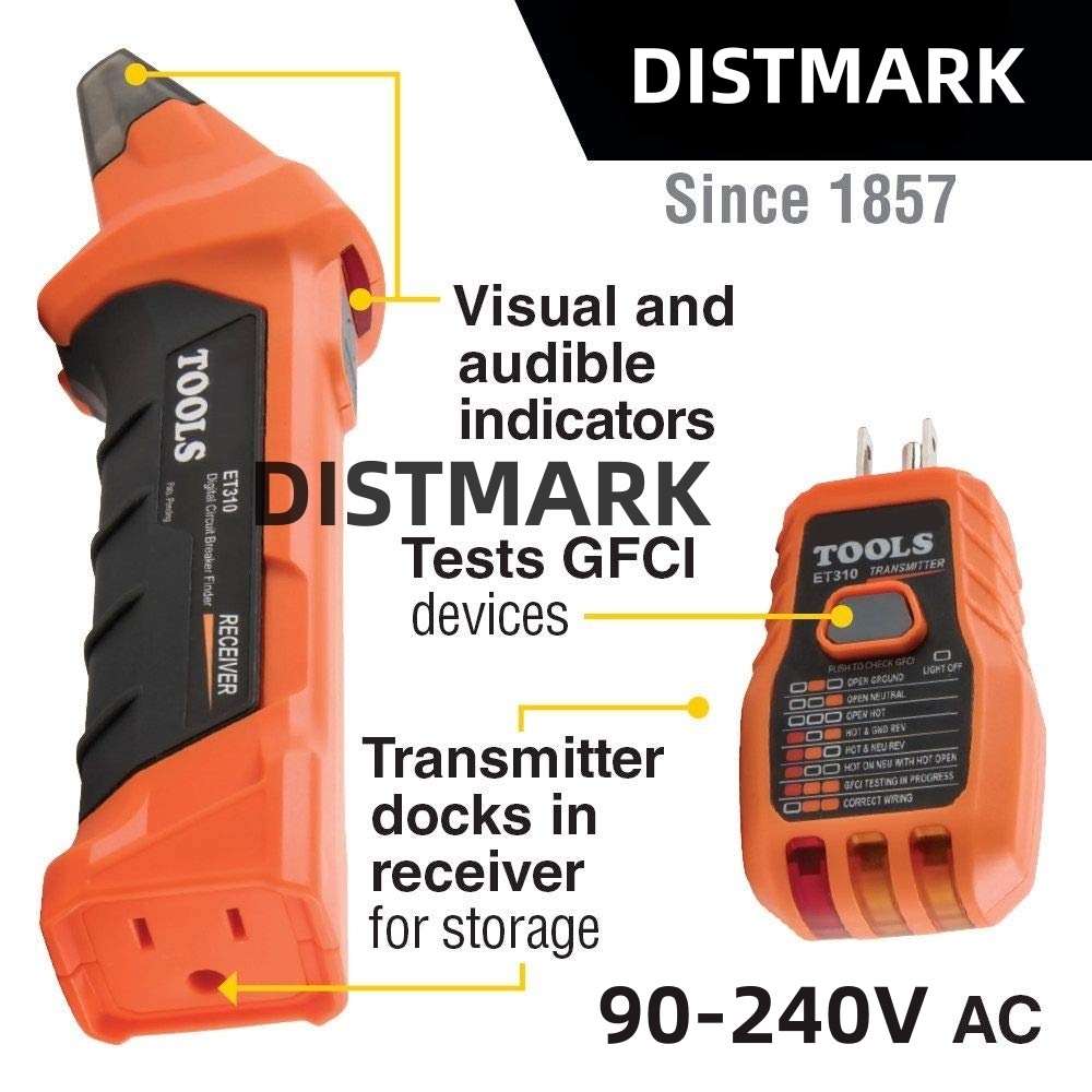 DISTMARK ⚡ET310 AC Circuit Breaker Finder, Electric Tester With Integrated GFCI Outlet Tester